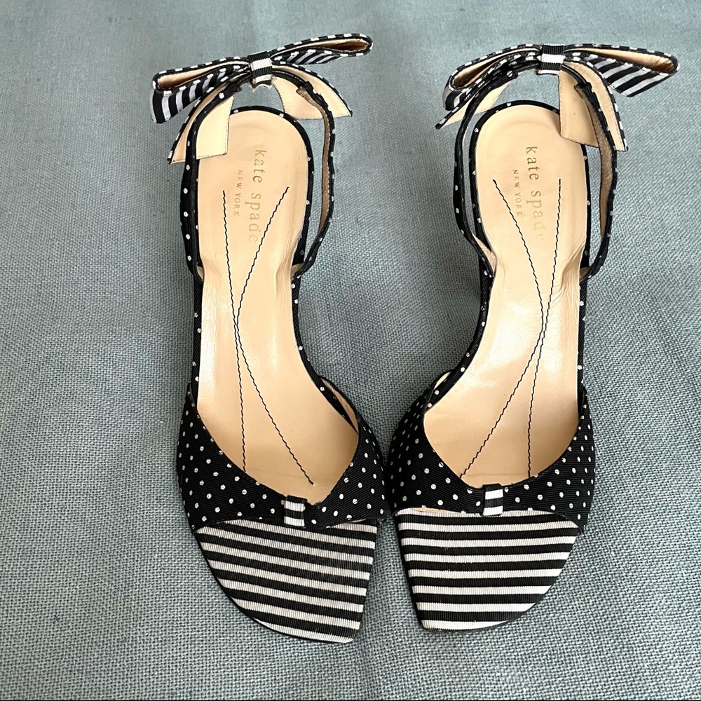 Kate Spade It Girl Slingback Strap Medium Stiletto Leather Heel w/ Bow Size 6 - Picture 2 of 8
